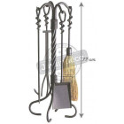 Valet de cheminée en fer forgé torsades 4 accessoires