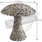 Champignon en osier gris et bois