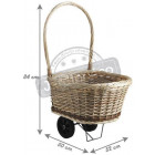 Chariot en osier brut et blanc sur roulettes
