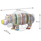 Hippopotame design zébré de couleur en résine