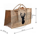 Sac à bûches en toile de jute naturelle cerf