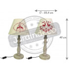 Lampe en bois et brodés de cerfs (lot de 2)