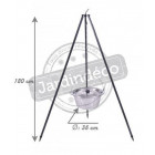Chaudron en acier inoxydable sur trépied