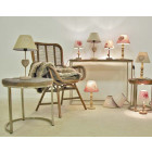 Lampe à poser en bois et coton rouge (lot de 2)