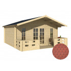 Dépendance de jardin en bois conches bardeau arrondi rouge