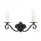Applique rectory 11 cm, fer forgé noir, 2 ampoules