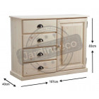 Buffet 1 porte 4 tiroirs en epicéa brut