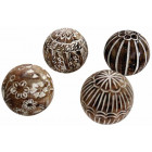 Boules en manguier motifs assortis (lot de 4)