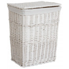 Panier à linge en osier laqué blanc taille 2