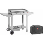 Plancha en inox moma 70 cm avec chariot et housse