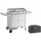 Plancha en inox double plaque clas 80 cm avec chariot et housse chariot avec porte