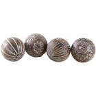 Boules en manguier motifs assortis (lot de 4) 12 cm