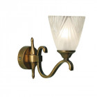 Applique 1 ampoule columbia, laiton antique et verre givré