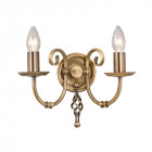 Applique artisan, laiton antique, 2 ampoules