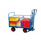 Chariot avant train pivotant avec ridelles tubes amovible 1200 x 800 mm 500 kg - Type de roues au choix