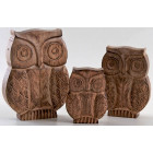 Chouettes en manguier (lot de 3)