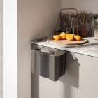 Poubelle de recyclage pour suspendre la porte et collecter les déchets Recyclage, 1 x bac de 5 litres, avec couvercle, Plastique gris anthracite