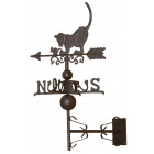 Girouette chat avec frise en fonte