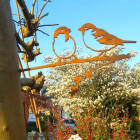 Oiseaux sur pique couple de moineaux en acier corten Oiseaux sur pique couple de moineaux en acier corten