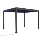 Pergola bioclimatique habrita per3040bielec en aluminium 12m2 avec ventelles électriques et ruban led habrita foresta