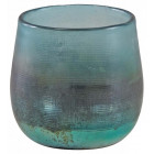 Photophore en verre teinté turquoise