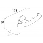 Porte serviette 4 crochets serie miami 171 x 61 x 50 mm à fixer ou à coller