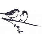 Oiseaux sur pique couple de moineaux en acier corten