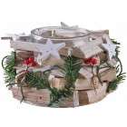 Photophore noel en bois et verre
