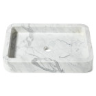 Vasque à poser rectangulaire en véritable marbre blanc carrare 60x40x10 cm