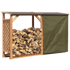 Abri bûches en bois coloris miel double