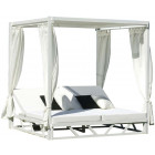 Bain de soleil double en aluminium avec rideaux abalia