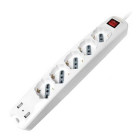 V-TAC Rallonge électrique Multiprise 5 x Schuko 10/16A 3500W + 2 usb chargeur 2.1A câble 1,5m avec interrupteur on/off