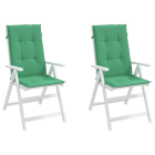 Coussins de chaise de jardin à dossier haut lot de 2 vert tissu
