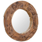 Miroir décoratif rustique teck 80 cm rond