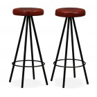 Tabourets de bar 2 pcs cuir véritable