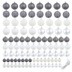 Ensemble de boules de Noël 100 pcs 6 cm Blanc/Gris