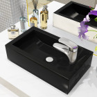 Vasque avec trou de robinet Céramique Noir 46 x 25,5 x 12 cm