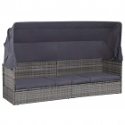 Vidaxl canapé de jardin et baldaquin résine tressée 205x62x124 cm gris