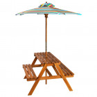 Table à pique-nique et parasol enfants 79x90x60cm acacia solide