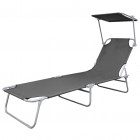 Vidaxl chaise longue pliable avec auvent - couleur au choix