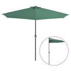 Parasol de balcon avec mât en aluminium vert 300x150 cm demi