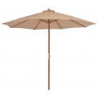 Parasol d'extérieur avec mât en bois 300 cm Taupe
