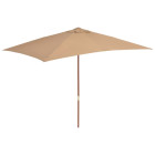 Parasol d'extérieur avec mât en bois 200 x 300 cm taupe helloshop26 02_0008245