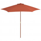 Vidaxl parasol d'extérieur avec mât en bois 270 cm terre cuite