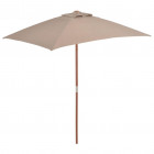 Vidaxl parasol avec mât en bois 150 x 200 cm taupe