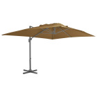 Parasol meuble de jardin en porte-à-faux avec mât en aluminium 400 x 300 cm taupe helloshop26 02_0008619