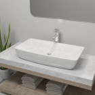 Vidaxl lavabo et mitigeur céramique rectangulaire blanc