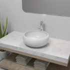 Lavabo de salle de bain avec mitigeur céramique rond blanc