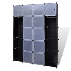 Armoire modulaire 14 compartiments noir et blanc 37x146x180,5cm