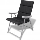 Vidaxl chaise de jardin pliable 2 pcs avec coussin noir
